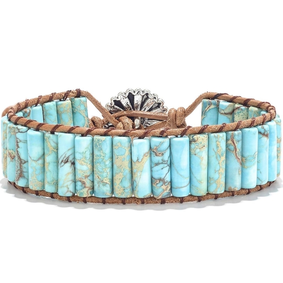 Boho turquoise and genuine leather bracelet nwot💗 - Picture 3 of 4